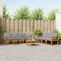 vidaXL Utomhussoffset med kudde 8 pcs Naturlig och Ljus Grå