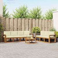 vidaXL Utomhussoffset med kudde 8 pcs Naturlig och Grädde