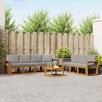 vidaXL Utomhussoffset med kudde 8 pcs Naturlig och Ljus Grå