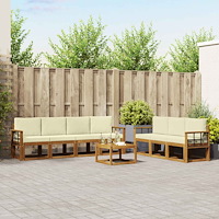 vidaXL Utomhussoffset med kudde 8 pcs Naturlig och Grädde