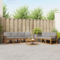 vidaXL Utomhussoffset med kudde 8 pcs Naturlig och Ljus Grå