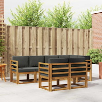 vidaXL Utomhussoffset med kudde 7 pcs Naturlig och Antracit