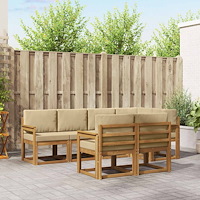 vidaXL Utomhussoffset med kudde 7 pcs Naturlig och Beige