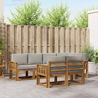 vidaXL Utomhussoffset med kudde 7 pcs Naturlig och Ljus Grå