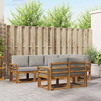 vidaXL Utomhussoffset med kudde 7 pcs Naturlig och Ljus Grå