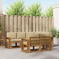 vidaXL Utomhussoffset med kudde 7 pcs Naturlig och Beige
