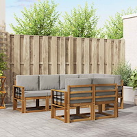 vidaXL Utomhussoffset med kudde 7 pcs Naturlig och Ljus Grå