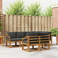 vidaXL Utomhussoffset med kudde 7 pcs Naturlig och Antracit