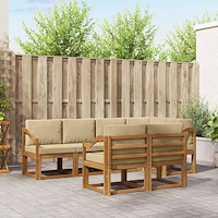 vidaXL Utomhussoffset med kudde 7 pcs Naturlig och Beige