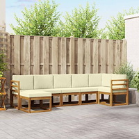 vidaXL Utomhussoffset med kudde 7 pcs Naturlig och Grädde