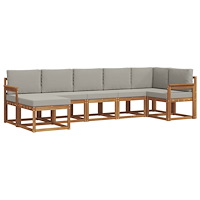 vidaXL Utomhussoffset med kudde 7 pcs Naturlig och Ljus Grå