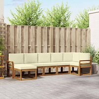 vidaXL Utomhussoffset med kudde 7 pcs Naturlig och Grädde