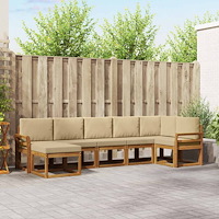 vidaXL Utomhussoffset med kudde 7 pcs Naturlig och Beige