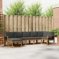 vidaXL Utomhussoffset med kudde 7 pcs Naturlig och Antracit