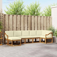 vidaXL Utomhussoffset med kudde 7 pcs Naturlig och Grädde