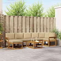 vidaXL Utomhussoffset med kudde 8 pcs Naturlig och Beige