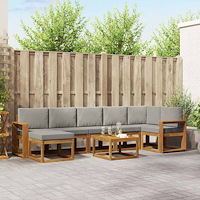 vidaXL Utomhussoffset med kudde 8 pcs Naturlig och Ljus Grå