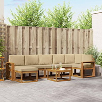 vidaXL Utomhussoffset med kudde 8 pcs Naturlig och Beige