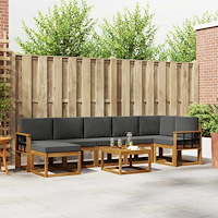 vidaXL Utomhussoffset med kudde 8 pcs Naturlig och Antracit