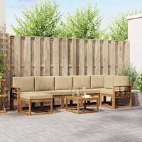 vidaXL Utomhussoffset med kudde 8 pcs Naturlig och Beige