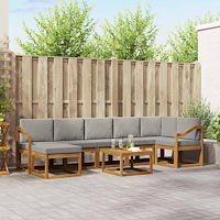 vidaXL Utomhussoffset med kudde 8 pcs Naturlig och Ljus Grå