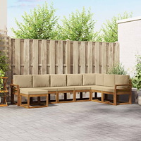vidaXL Utomhussoffset med kudde 8 pcs Naturlig och Beige