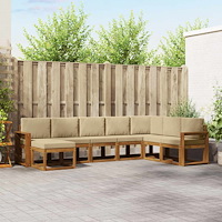 vidaXL Utomhussoffset med kudde 8 pcs Naturlig och Beige
