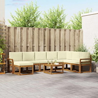 vidaXL Utomhussoffset med kudde 9 pcs Naturlig och Grädde