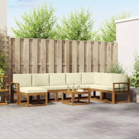 vidaXL Utomhussoffset med kudde 9 pcs Naturlig och Grädde