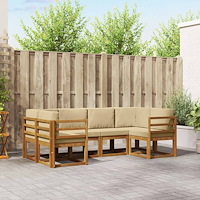 vidaXL Utomhussoffset med kudde 6 pcs Naturlig och Beige