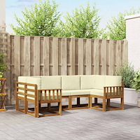 vidaXL Utomhussoffset med kudde 6 pcs Naturlig och Grädde