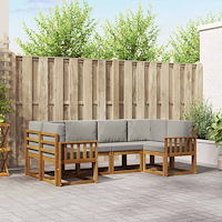 vidaXL Utomhussoffset med kudde 6 pcs Naturlig och Ljus Grå