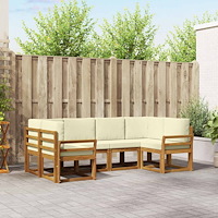 vidaXL Utomhussoffset med kudde 6 pcs Naturlig och Grädde