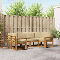 vidaXL Utomhussoffset med kudde 6 pcs Naturlig och Beige