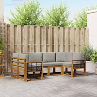 vidaXL Utomhussoffset med kudde 6 pcs Naturlig och Ljus Grå