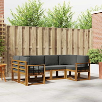 vidaXL Utomhussoffset med kudde 6 pcs Naturlig och Antracit