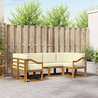 vidaXL Utomhussoffset med kudde 6 pcs Naturlig och Grädde