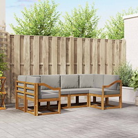 vidaXL Utomhussoffset med kudde 6 pcs Naturlig och Ljus Grå