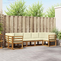 vidaXL Utomhussoffset med kudde 7 pcs Naturlig och Grädde