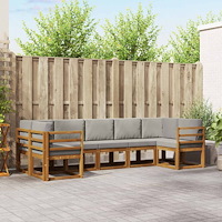 vidaXL Utomhussoffset med kudde 7 pcs Naturlig och Ljus Grå