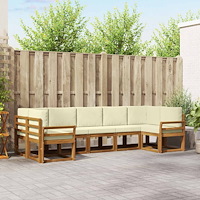 vidaXL Utomhussoffset med kudde 7 pcs Naturlig och Grädde