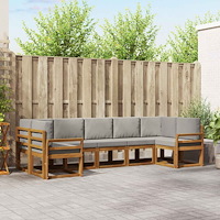 vidaXL Utomhussoffset med kudde 7 pcs Naturlig och Ljus Grå