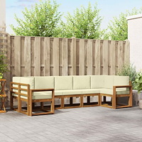 vidaXL Utomhussoffset med kudde 7 pcs Naturlig och Grädde