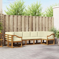 vidaXL Utomhussoffset med kudde 7 pcs Naturlig och Grädde