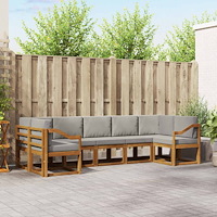 vidaXL Utomhussoffset med kudde 7 pcs Naturlig och Ljus Grå