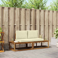 vidaXL Utomhussoffset 2 pcs Naturfärg Massivt akaciaträ och polyester