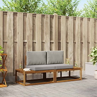 vidaXL Utomhussoffset 2 pcs Naturfärg Massivt akaciaträ och polyester