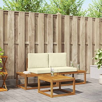 vidaXL Utomhussoffset 3 pcs Naturfärg Massivt akaciaträ och polyester