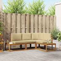 vidaXL Soffset med kudde 4 Stycke Naturlig och Beige