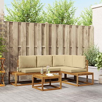 vidaXL Soffset med kudde 5 Stycke Naturlig och Beige